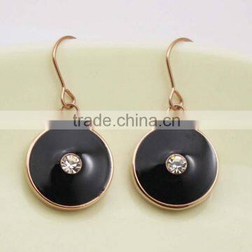 Fashion Enamel Disc rose gold plated stainless steel Earring