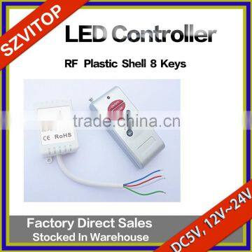 Flexible LED Strip 8Keys Remote Controller RF Plastic Case Double Side Board DC5V, 12V~24V JM-RF8S