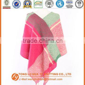 fashion soft wholesale grey chequer loop yarn woven square scarf