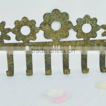 Rustic antique wrought iron hook for garden decor