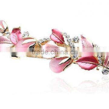 fashionable leaf shape alloy enamel crystal hair clip