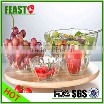 2015 food safe customized glass salad bowl with lid