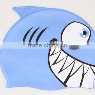 Suitable Long Hair Fish Shark Cartoon design silicone college swim caps