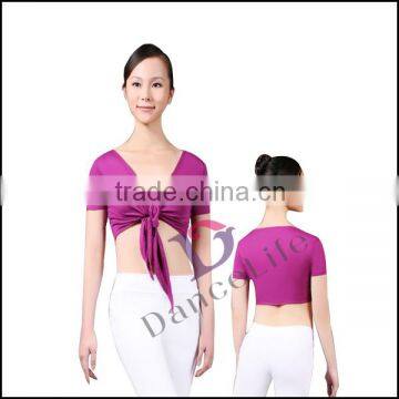 A2421 Adult Ballet Women Short Sheeves Wrap Dance Top women sexy dancing tops