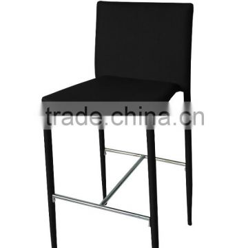 BLACK FABRIC BAR STOOL WITH STAINLESS STEEL LEGS HC207