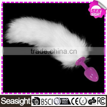 anal plug sex toys metal white fox tail anal plug for women and men