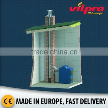 Single wall stainless steel chimney system for stove, fireplace