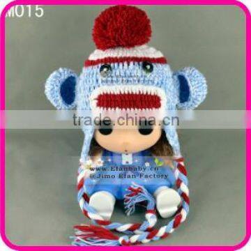 love colored monkey baby hat crochet hat with animal