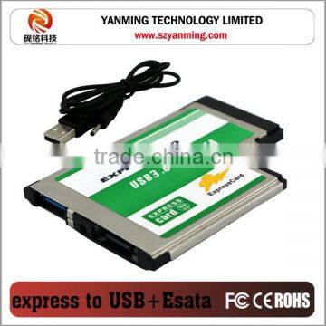 T type Express 54mm to ESATA III 2 port usb3.0 card