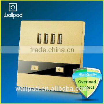 2015 New Products Wallpad Gold PC110~250V Electrical LED 4 Usb Charger Ports USB Power Wall Light Socket photo-3