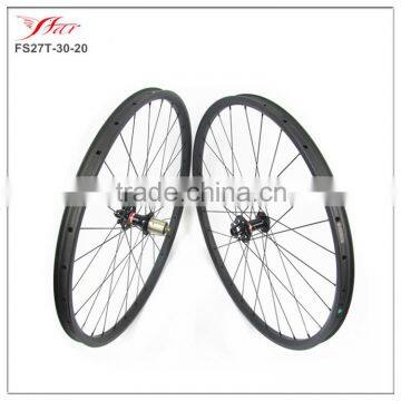 27.5er MTB carbon bike wheels 30mmx20mm clincher hookless with Novatec disc hub 28H