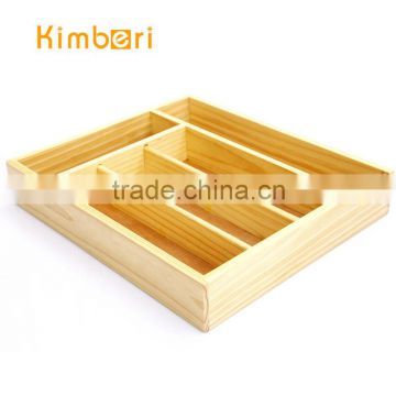 5-compartment bamboo cutlery serving tray