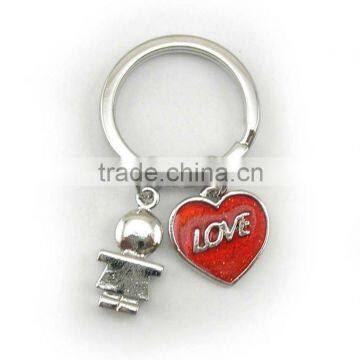 wholesale fashion heart shaped "love" key chain for couple,any design,OEM service