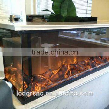 3 sided glass stand electric fire place