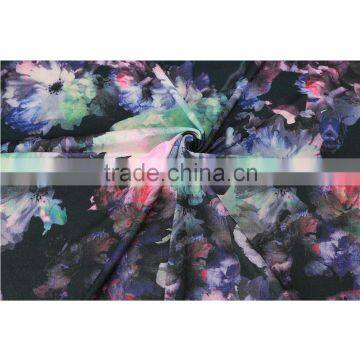 Chinese style floral design printing custom print crepe interlock knit fabric