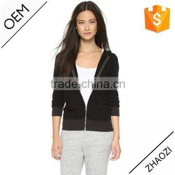 2016 Spring wholesale plain black crop sublimation long sleeve washed jersey sweatshirt basic zip hoodies