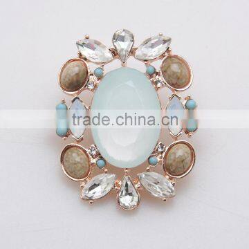 New Fashion Women Natural Stone Brooch Pins With Crystal Brooches Pendant photo-3