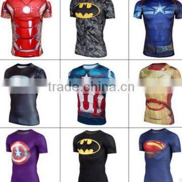 Mens Superhero Long Sleeve Cycling T-Shirt Pro Slim Quick Dry Compression T-Shirt