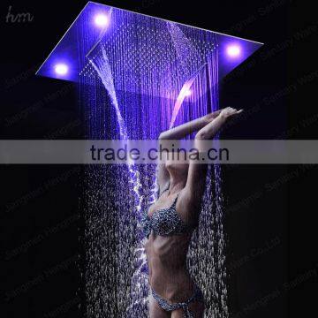 high quality 800*600mm embedded ceiling 4 function rain spa shower head remote control led bath accessories