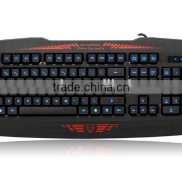 USB LED Illuminated Ergonomic Backlight Gaming Keyboard with 2 Hub