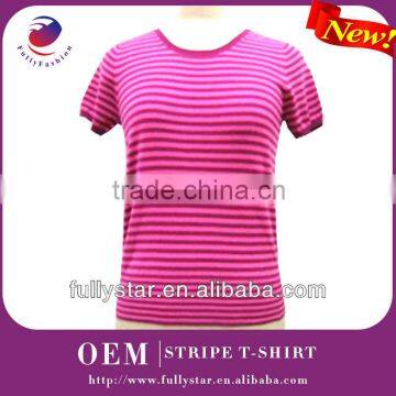 SHORT SLEEVE LADIES PULLOVER WITH STRIPE