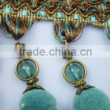 ball polyester trims pompon tassel fringe for curtain ornament