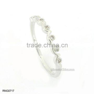 Simple Fashion Double Leaf Shape Diamond Copper Adjustable Ring For Women photo-4