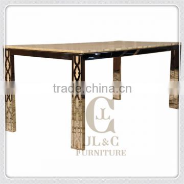 JT15-02 marble top wood dining table square dinning table stainless steel dinning table