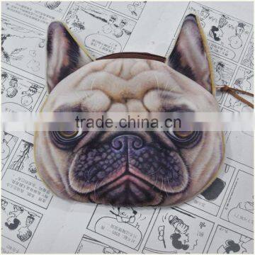 super lovely cartoon 3D solid big eye dog style ladies plush zipper small money coin bag
