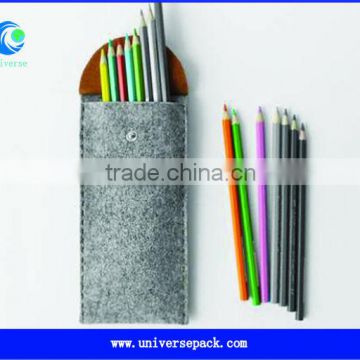 Custom felt pen bag with pu flap for wholesale