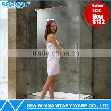 Frameless 10 mm 3 panel sliding glass hanging rollers shower door