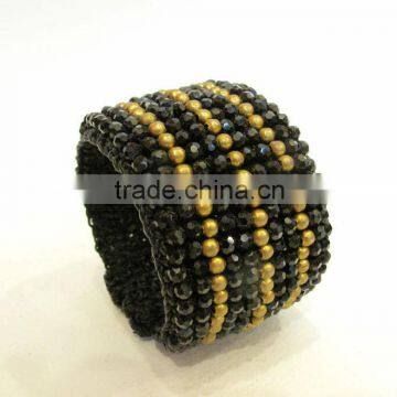 Balck and GOld Crystal Stone Wax Bangle, Wax thread Bangle, Bracelet