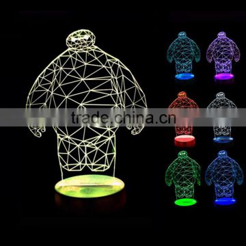 3D Optical Night Light White man 7 RGB Light Colors 10 LEDs AA Battery or DC 5V Mixed Lot