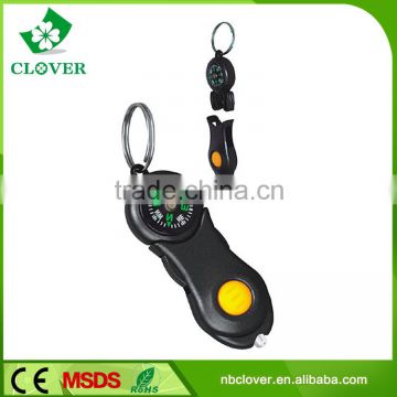 For emergency use plastic 1 led keychain flashlight with compass