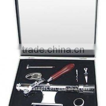 deluxe wall mounted wine corkscrew set in aluminium box