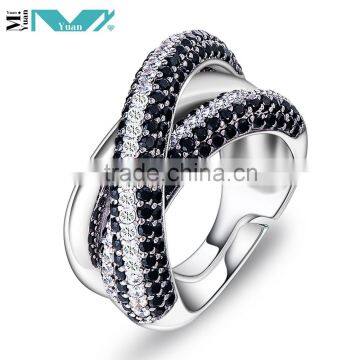 Sterling Silver Cubic Zirconia Cross Ring Micro Pave Infinity
