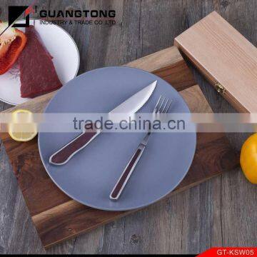 high quality casting color wood handle steak knife and fork wooden fork