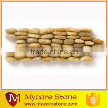 Sunset yellow polished standing pebble tile