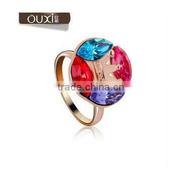 OUXI korean style 18k gold plated fashion jewellery ring 40065