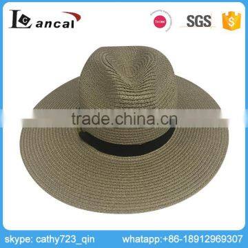 Lancai-Development ability vivid in style beautiful straw fedora hat with grosgrain ribbon trim and knotted sisal