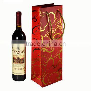 Gold Hot Stamping Surface Handle Strong Wine Paper Bag