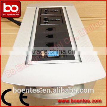 Tabletop Manual Rotating Power Socket With Universal Outlets and Network/HDMI/USB/VGA photo-4