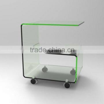 eco-friendly 100% virgin material customized acrylic coffee table with wheels wholesale