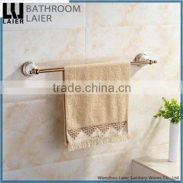 China Manufacture Printing LinesZinc Alloy Gold Finishing Bathroom Accessories Wall Mounted Single Towel Bar