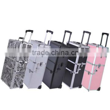 2in1 Pro Aluminum Rolling Makeup Cosmetic Train Case 38" Lockable Wheeled Box