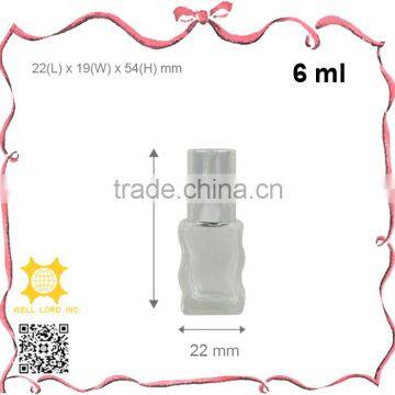 Kawaii screw on cap empty wavy clear 6ml glass bottle