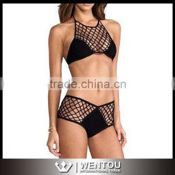 Black Mesh High Neck Sexy Halter Top Bikini