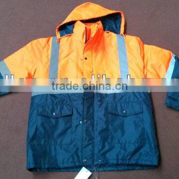 high visibility two pieces reflective safety jacket orange yellow