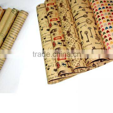 2016 Hot Sale Cheap Custom Logo Printed Fashion new design colorful brown striped kraft paper