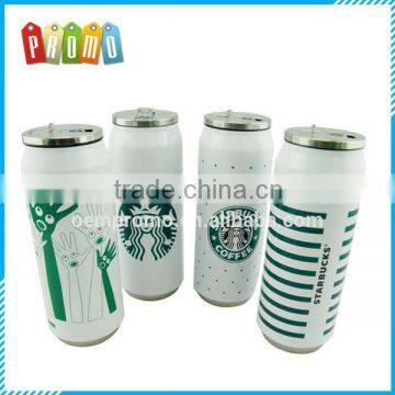 500ML Starbucks cans vacuum cup with straw , stainless steel can vacuum cup